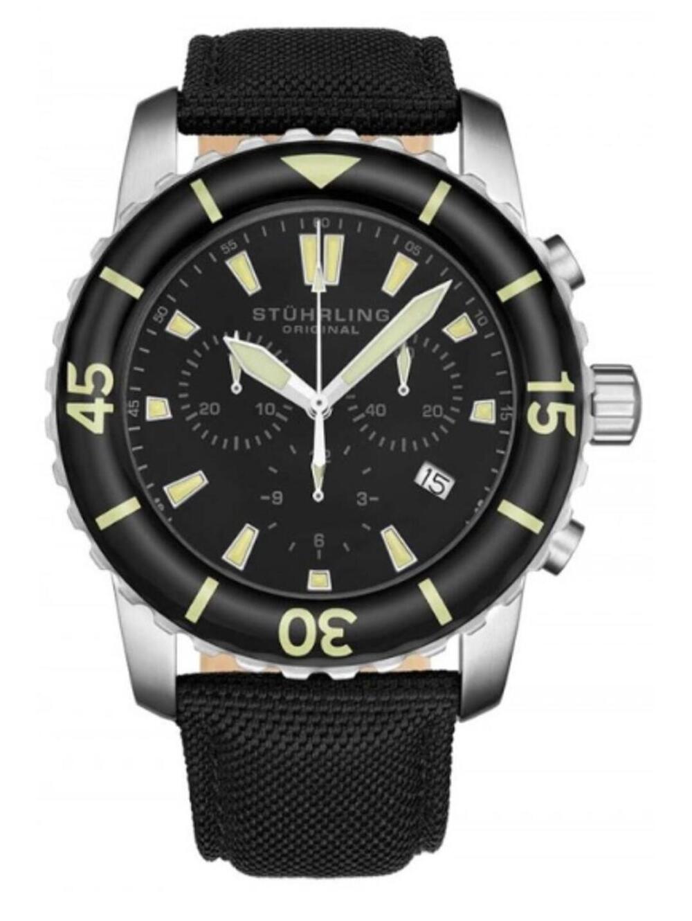 Stührling Original Men's Black Dial Watch with Black Strap (2003.02)